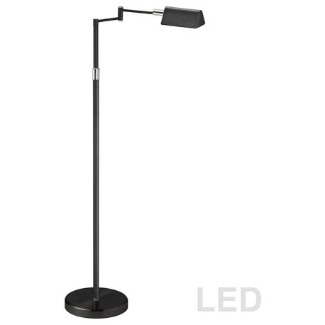 9W LED Swing Arm Floor Lamp, Black Finish