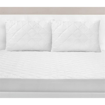 Safdie & Co. Quilted Standard Pillow Protector Cover in White (Set of 2)