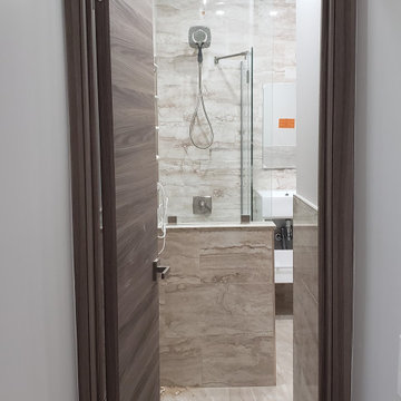 Bathroom reno as a part of the entire apartment renovation.Before/after picture