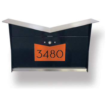 ButterFly Box: Contemporary, Modern, Wall-Mounted Mailbox in Black and Orange