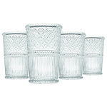 Godinger - Claro Tumbler Glassware Set of 4 12oz - Whether you are serving guests or simply enjoying your favorite beverage. Featuring emblazoned with a vintage-inspired embossed texture. This traditionally styled glassware is a must-have addition to your kitchen or dining table.