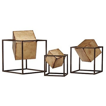 Madison Park Quad Gold Cubes 3-piece Tabletop Decor Set