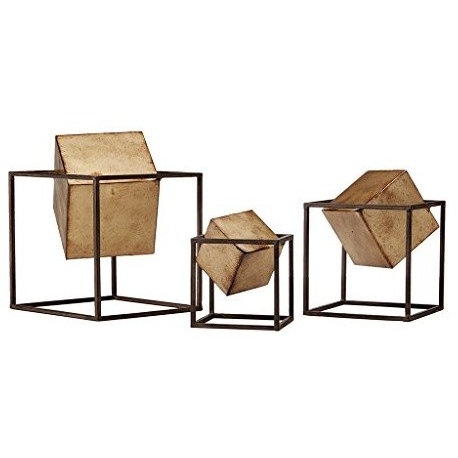Madison Park Quad Gold Cubes 3-piece Tabletop Decor Set