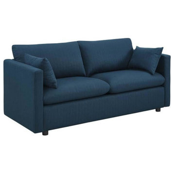Melrose Upholstered Fabric Sofa, Azure