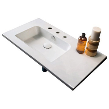 Ceramic Wall Mounted With Counter Space, Three Hole