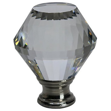 Urbanest Crystal Catherine Lamp Finial, Brushed Steel, 1 7/8"
