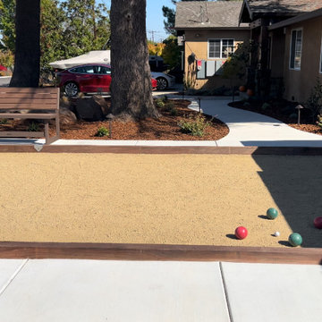 Neighbors Combine Front Yards (Bocce Ball Court and Low-Maintenance Landscape)