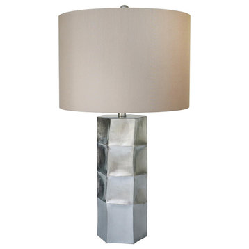 Polyresin Table Lamp, Silver Leaf Finish