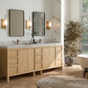 Elizabeth 84 Double Sink Bath Vanity in Light Natural Teak 2" White Quartz