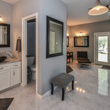 Houston kitchen, living room, patio remodel with Restoration Hardware products