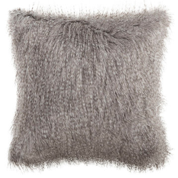 Faux Luxe Peacock Pillow - Gray