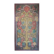 Mogulinterior - Consigned Vintage Indian Door TREE OF Dreams Colorful Floral Garden Barn Door - Wall Accents