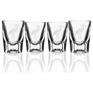 Heron 2oz Shot Glasses, Set of 4 Glasses