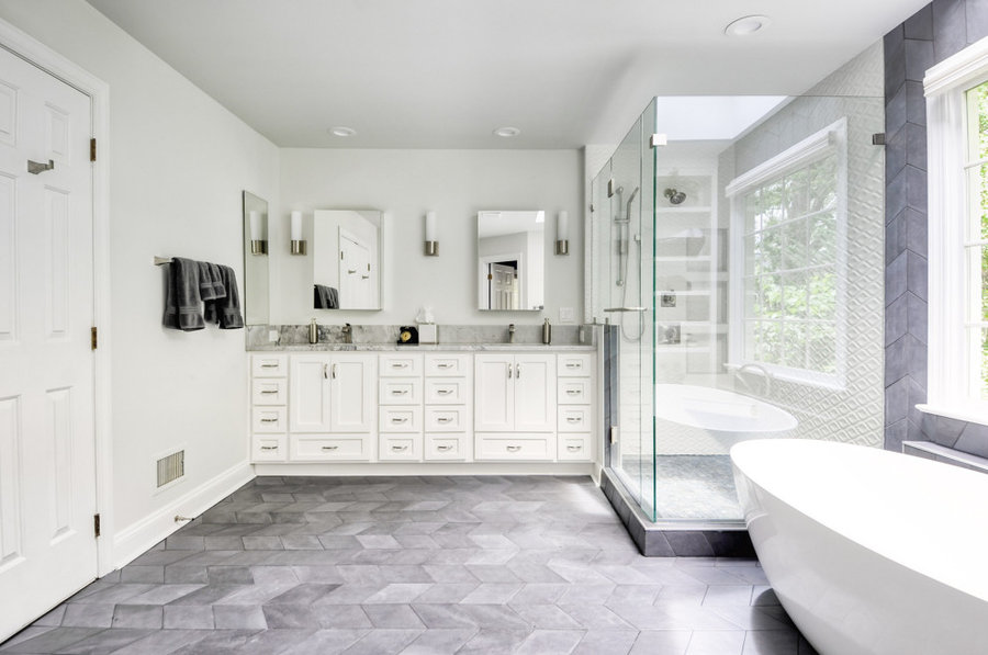 Luxury Black White And Blue Gray Massachusetts Master Bath Kim Johnson Designs Llc