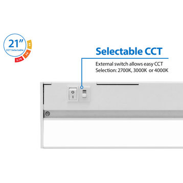 NUC-5 Series Selectable LED Under Cabinet Light, White, 21.5