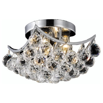 Elegant Lighting Corona 4-Light Flush Mount, Chrome, Royal Cut