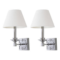 Safavieh Elvira Greek Key Wall Sconces, Chrome, 15"H, Set of 2