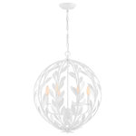 Crystorama - Broche 6 Light Matte White Chandelier - Layers of individual wrought iron leaves deliver a stunning, unique and functional light . The tailored elegance of the shimmering metallic florals are perfect for a transitional home though versatile enough to be incorporated into any modern design. While perfect for a bedroom, living area, or kitchen, it can be used anywhere you want to add a bit of glam.