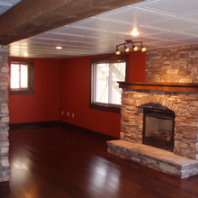 fireplace with square insert