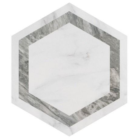 BioTech Hex Venato Deco Grey Porcelain Floor and Wall Tile