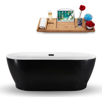 67" Streamline N882BL Freestanding Tub and Tray With Internal Drain