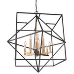 Artcraft Lighting - Roxton AC11202 Chandelier, Matte Black - Linear in design, the Roxton collection is comprised of a matte black exterior cage which a diamond within a square that encases a harvest brass inner chandelier cluster. 12 light shown (smaller versions available)