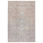 Jaipur Living - Machine Washable Parisa Medallion Light Blue and Light Tan Area Rug, 9'x12' - The Kindred collection melds the timelessness of vintage designs with modern, livable style. In subdued tones of tan, beige, gray, and blue-green, the statement-making Parisa rug ground spaces with luxe appeal and a classic center medallion motif. This low-pile rug is made of soft polyester and features a stunning, Old World-inspired digitally printed design.