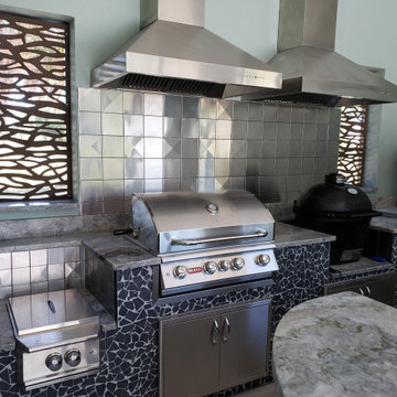 Outdoor Kitchen with 6"x6" Metal Tiles
