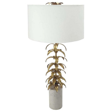 Evangeline 1 Light Table Lamp, Gold and White