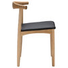 Hans Wegner Style Elbow Dining Chair, Natural Finish-Set of 1