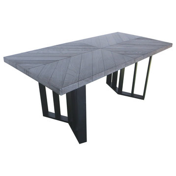GDF Studio Santa Rosa Outdoor Finish Light Weight Concrete Dining Table, Textured Gray