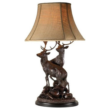 Sculpture Table Lamp MOUNTAIN Lodge Grand Stags Deer 1-Light