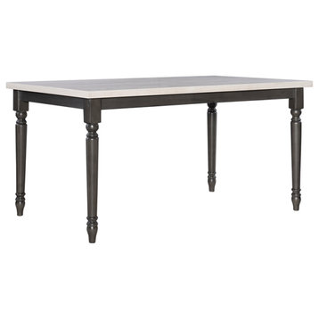 Linon Willow Wood Dining Table in Smokey White and Dark Gray