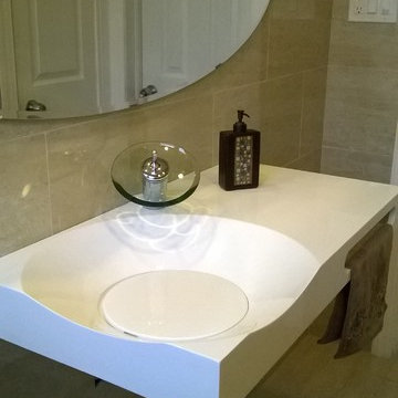ADM Bathroom Circular Wall Mounted Sink, White, 35" - DW-118 (35 x 19)