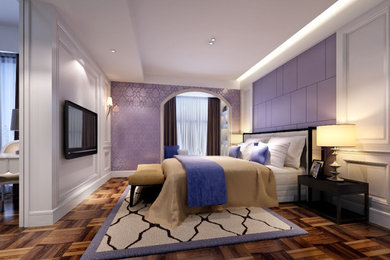 Example of a minimalist bedroom design in Other