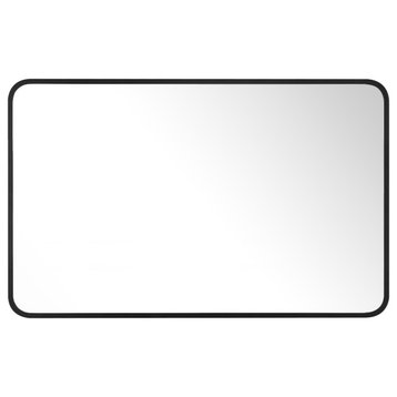 Rounded Rectangular Metal Framed Bathroom Vanity Mirror, 30"x48"