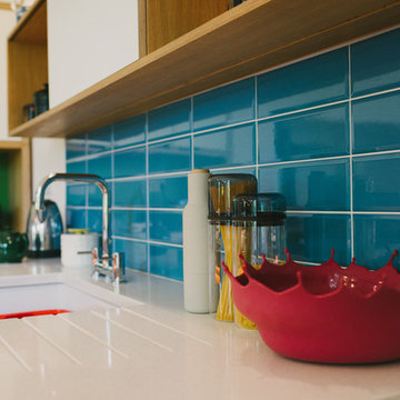 The Buglers: Blue and Orange Laminated Plywood Kitchen