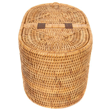 Artifacts Rattan™ Oval Double Tissue Roll Box, Honey Brown