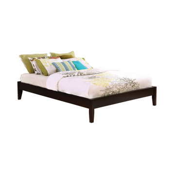 Wooden California King Size Universal Bed Frame With Tapered Legs Brown