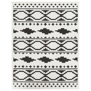 Surya Moroccan Shag MCS-2305 Bohemian Area Rug, Black, 7'10" x 10'3" Rectangle