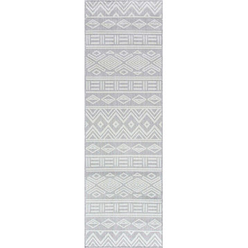 Easton Contemporary Moroccan Indoor Rug, Gray/Cream, 2'3"x7'3" Runner