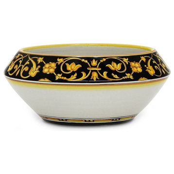 Deruta Bella Fruit Bowl Centerpiece Black & Gold Design