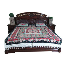 Mogul Interior - Indian Bedding Bedspread Cotton Home Furnishing Bedcover 2 Pillow Covers - Sheet And Pillowcase Sets