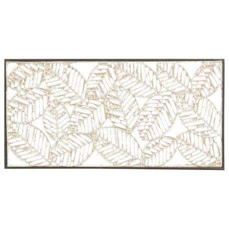 Madison Park Paper Cloaked Leaves Metal Framed Decor Panel