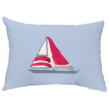 Sail Away 14"x20" Nautical Decorative Outdoor Pillow, Blue