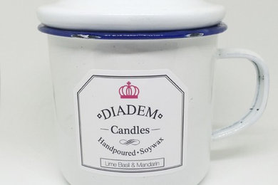 Diadem Candles Lime Basil & Mandarin Enamel Mug Candles