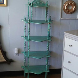 Painted Turquoise an Gold Display Shelf - Living Room Furniture