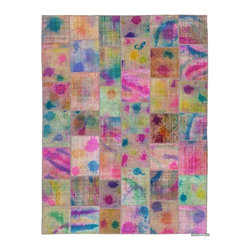 Over-dyed Turkish Patchwork Rug - Area Rugs