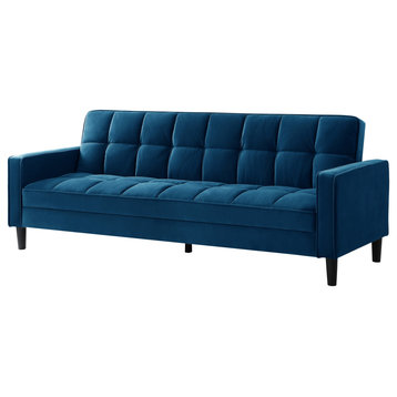 Loft Lyfe Paley Convertible Sofa Bed, With Storage, 85" Wide, Navy Velvet