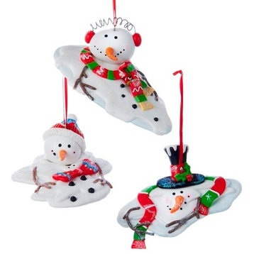 Kurt Adler Melting Snowman Clay Dough Holiday Ornaments Set of 3
